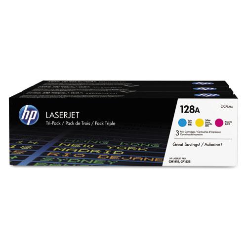 Original HP 128A, (CF371A-M) 3-pk Cyan/Magenta/Yellow Original LaserJet Toner Cartridges