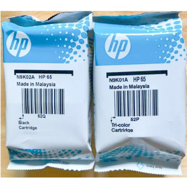 Original HP 65 Black & Tri-color Ink Cartridges, No Retail Box