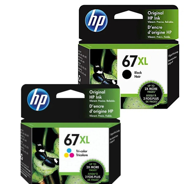 Original HP 67XL Black/Tricolor Ink Cartridge, Genuine OEM Product in Retail Box