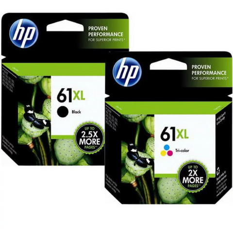 Original HP 61XL Black/Tricolor Ink Cartridge, Genuine OEM Product in Retail Box