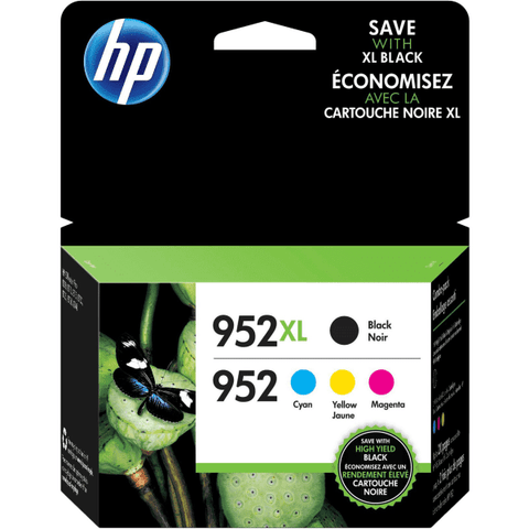 Original HP 952XL Black and 952 Cyan/Magenta/Yellow Original Ink Cartridges, Saving Bundle Pack, HP N9K28AN