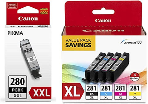 Original Canon PGI-280XXL Black & CLI-281XL Cyan/Magenta/Yellow Original Ink Cartridges, Saving Bundle Pack