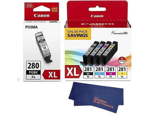 Original Canon PGI-280XL/CLI-281XL Black High Yield and Cyan/Magenta/Yellow Standard Yield Ink Cartridge, 4/Pack