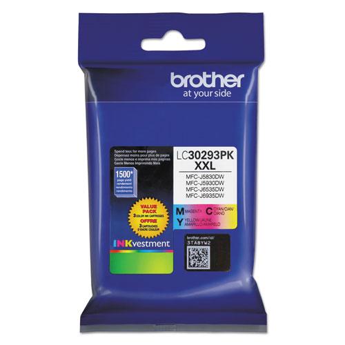 Original Brother LC-30293PK Super High-Yield Ink, Cyan/Magenta/Yellow