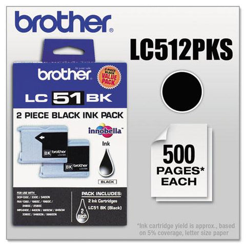 Original Brother LC512PKS Innobella Ink, Black, 2/PK