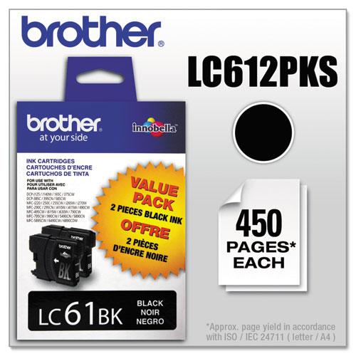 Original Brother LC612PKS Innobella Ink, Black, 2/PK