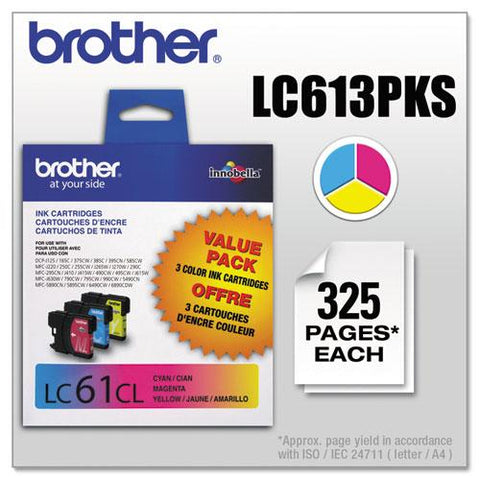 Original Brother LC613PKS Innobella Ink, Cyan/Magenta/Yellow, 3/PK