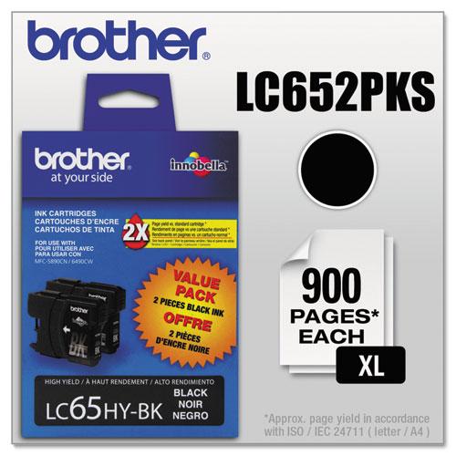 Original Brother LC652PKS Innobella High-Yield Ink, Black, 2/PK