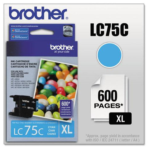 Original Brother LC75C Innobella High-Yield Ink, Cyan