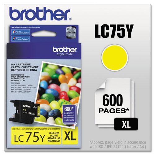 Original Brother LC75Y Innobella High-Yield Ink, Yellow