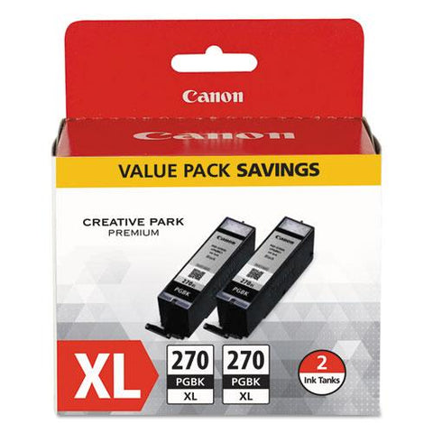 Original Canon 0319C005 (PGI-270XL) High-Yield Ink, Black, 2/PK