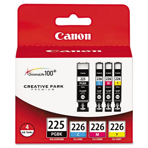 Original Canon 4530B008AA (PGI-225, CLI-226) Ink, Cyan/Magenta/Pigment Black/Yellow, 4/PK