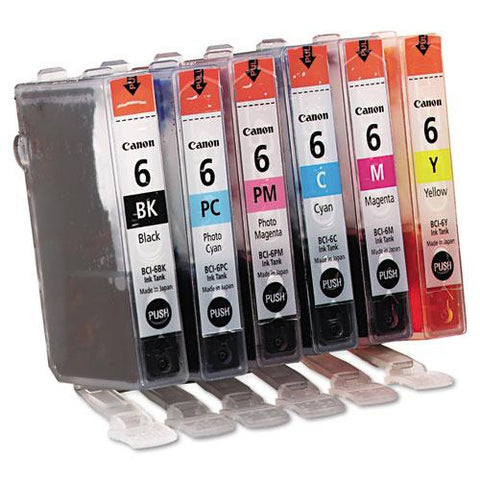 Original Canon 4705A018 (BCI-6) Ink, Assorted, 6/PK