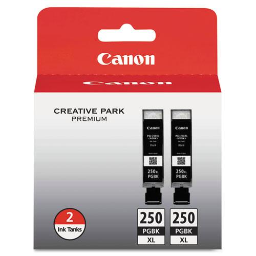 Original Canon 6432B004 (PGI-250XL) ChromaLife100+ High-Yield Ink, Black, 2/PK