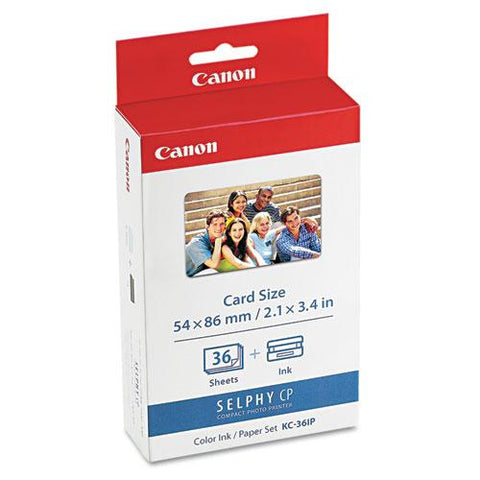Original Canon 7739A001 (KC-36IP) Ink & Photo Paper Set, Black/Tri-Color