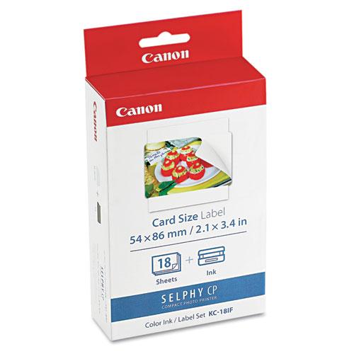 Original Canon 7741A001 (KC-18IF) Ink & Label Set, Black/Tri-Color