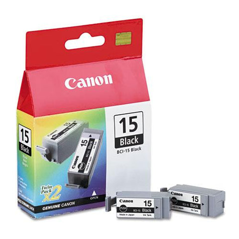 Original Canon BCI15BK (BCI-15) Ink, Black, 2/PK