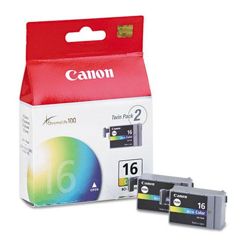 Original Canon BCI16 (BCI-16) Ink, Tri-Color, 2/PK