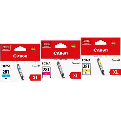 Original Canon CLI-281XL Cyan/Magenta/Yellow High Yield Ink Cartridge, 3/Pack (2037C005)