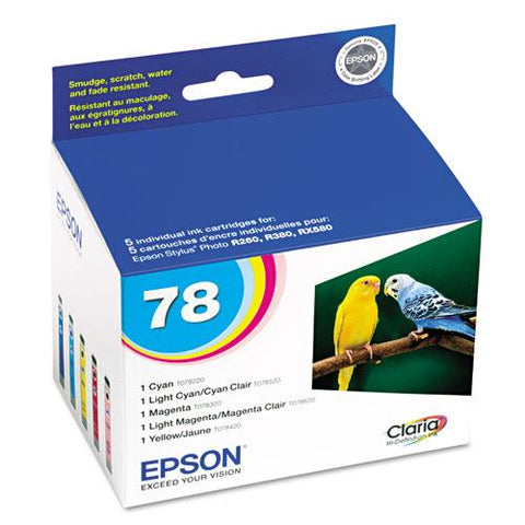 Original Epson T078920 (78) Claria Ink, Assorted, 5/PK