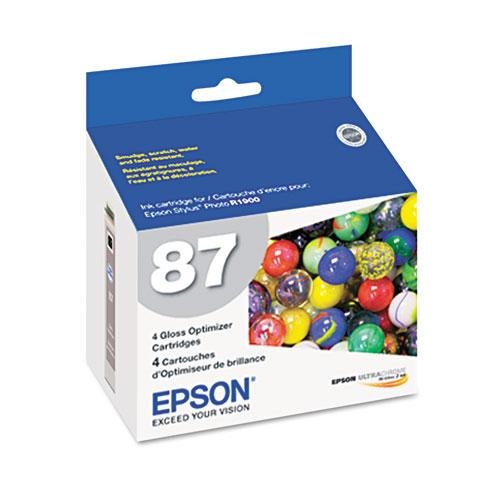 Original Epson T087020 (87) UltraChrome Hi-Gloss 2 Gloss Optimizer, Clear, 4/PK