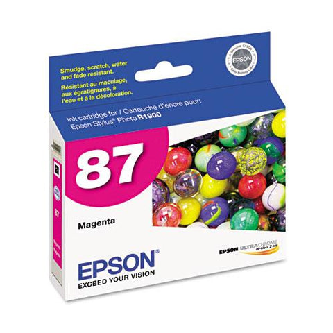 Original Epson T087320 (87) UltraChrome Hi-Gloss 2 Ink, Magenta