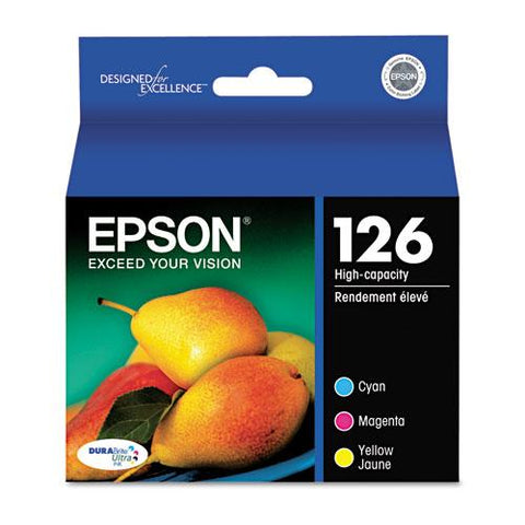 Original Epson T126520 (126) DURABrite Ultra High-Yield Ink, Cyan/Magenta/Yellow, 3/PK