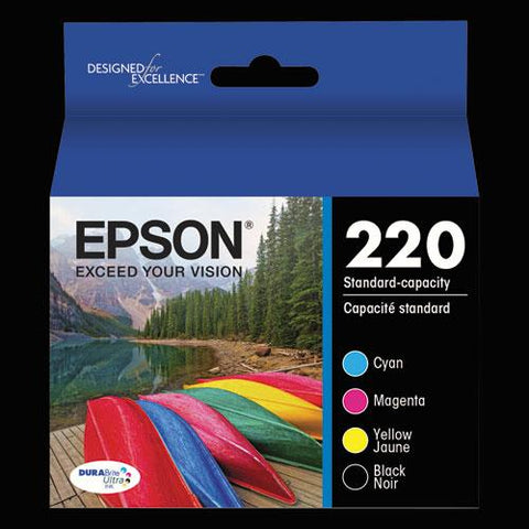 Original Epson T220120BCS (220) DURABrite Ultra Ink, Black/Cyan/Magenta/Yellow