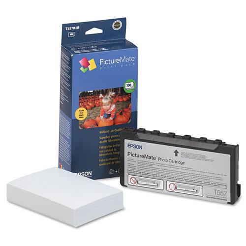 Original Epson T5570M (T5570-M) PictureMate Print Pack, Tri-Color Ink & Matte Photo Paper
