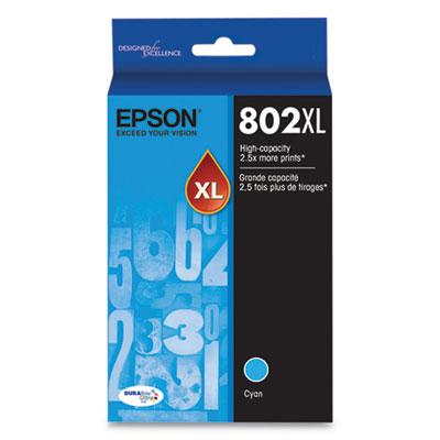 Original Epson 802XL (T802XL220S) High-Yield Cyan Ink Cartridge