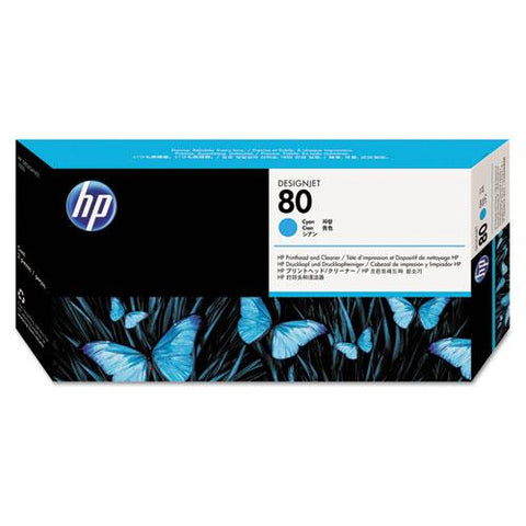 Original HP 80, (C4821A) Cyan Printhead & Cleaner