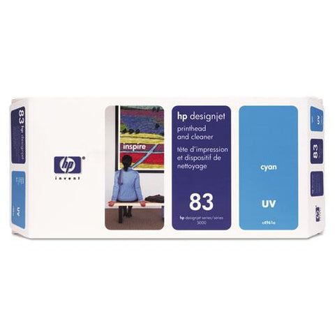 Original HP 83 (C4961A) UV Cyan Printhead and Cleaner