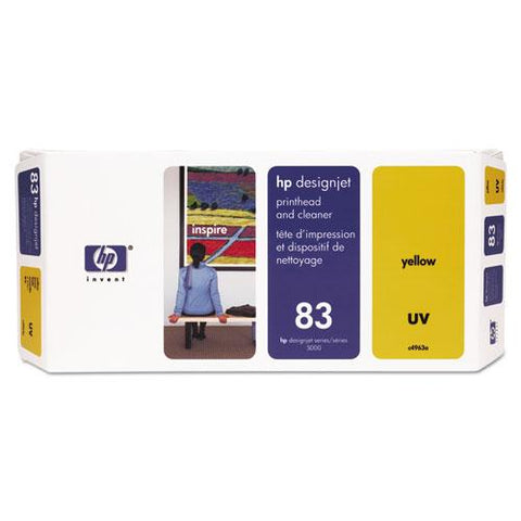 Original HP 83 (C4963A) UV Yellow Printhead and Cleaner