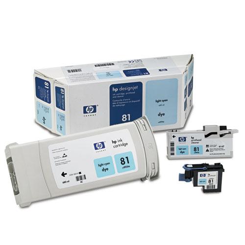 Original HP 81, (C4994A) Ink Cartridge/Printhead/Printhead Cleaner, 680 mL, Light Cyan