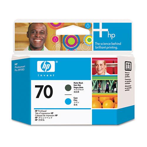 Original HP 70, (C9404A) Matte Black/Cyan Printhead