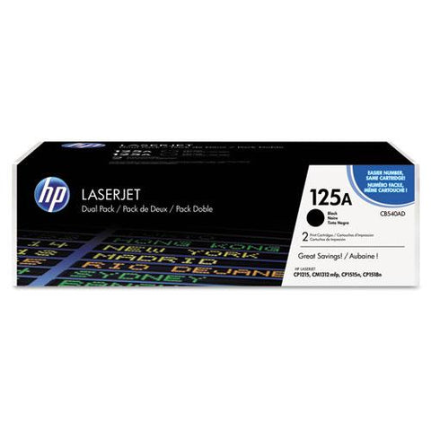 Original HP 125A, (CB540A-D) 2-pack Black Original LaserJet Toner Cartridges