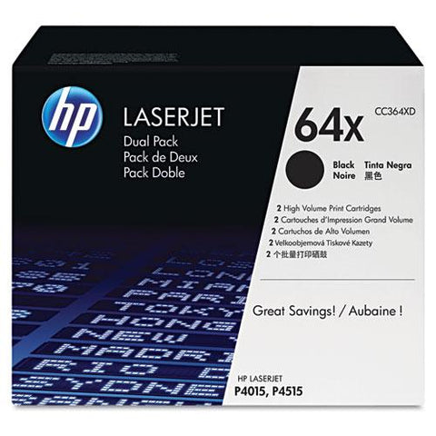 Original HP 64X, (CC364X-D) 2-pack High Yield Black Original LaserJet Toner Cartridges