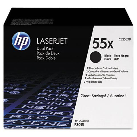 Original HP 55X, (CE255X-D) 2-pack High Yield Black Original LaserJet Toner Cartridges