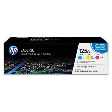 Original HP 125A, (CE259A) 3-pack Cyan/Magenta/Yellow Original LaserJet Toner Cartridges