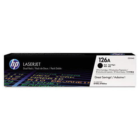 Original HP 126A, (CE310A-D) 2-pack Black Original LaserJet Toner Cartridges