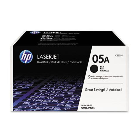 Original HP 05A, (CE505D) 2-pack Black Original LaserJet Toner Cartridges