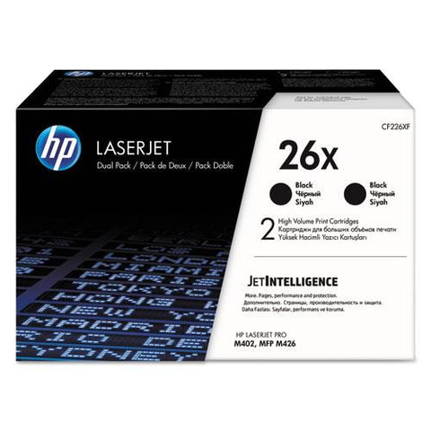 Original HP 26X, (CF226X-D) 2-pack High Yield Black Original LaserJet Toner Cartridges