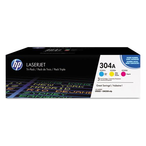 Original HP 304A, (CF340A) 3-pack Cyan/Magenta/Yellow Original LaserJet Toner Cartridges