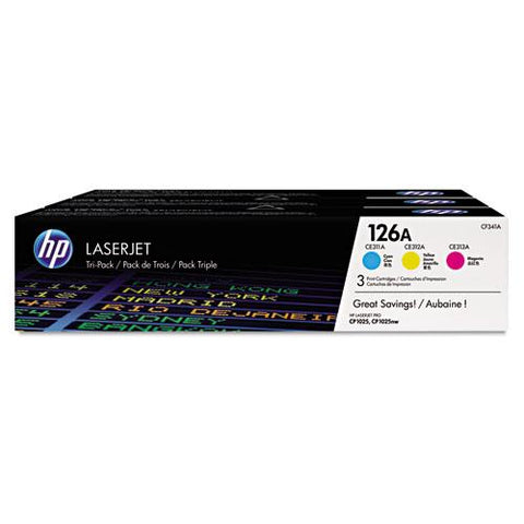 Original HP 126A, (CF341A) 3-pack Cyan/Magenta/Yellow Original LaserJet Toner Cartridges