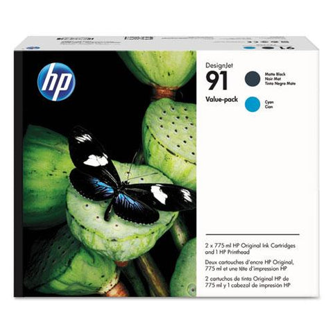 Original HP 91, (P2V35A) Black, Cyan Printhead Original Ink Cartridge Value Pack