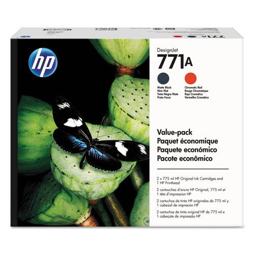 Original HP 771A, (P2V47A) Black, Red Printhead Original Ink Cartridge Value Pack
