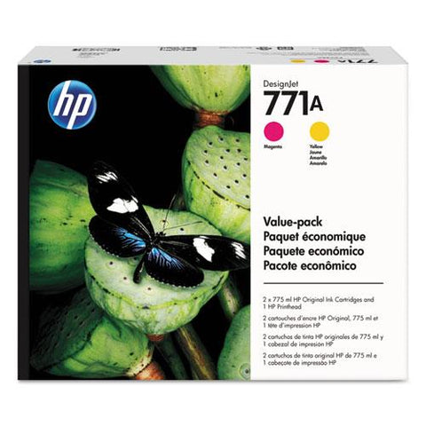 Original HP 771A, (P2V48A) Magenta, Yellow Printhead Original Ink Cartridge Value Pack