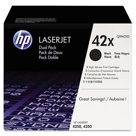 Original HP 42X, (Q5942X-D) 2-pack High Yield Black Original LaserJet Toner Cartridges