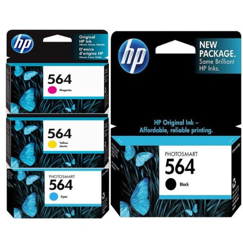 Original HP 564 Black and 564 Cyan/Magenta/Yellow Original Ink Cartridges, Saving Bundle Pack, HP 3YQ22AN