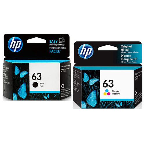 Original HP 63 Black and Tri Color Original Ink Cartridges, Saving Bundle Pack (F6U61AN, F6U62AN)